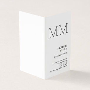 Monogram Minimalistisch Modern Schlicht White Visitenkarten
