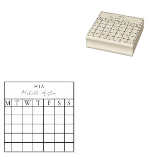 Monogram Minimalistisch Monthly Kalenderplaner Gummistempel
