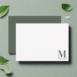 Monogram Minimalistisch Sage Green Script Mitteilungskarte