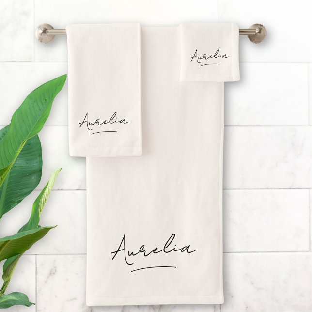Monogram Minimalistisch Stilvolles neutrales Elega Badhandtuch Set (Von Creator hochgeladen)