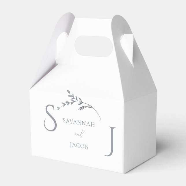 Monogram Minimalistisch White & Silver Moderne Hoc Geschenkschachtel (Vorderseite)