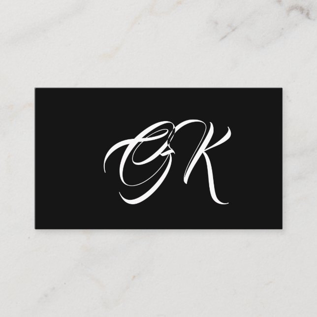 Monogram-Minimalistische Schwarzweiß-Kalligraphie Visitenkarte (Vorderseite)