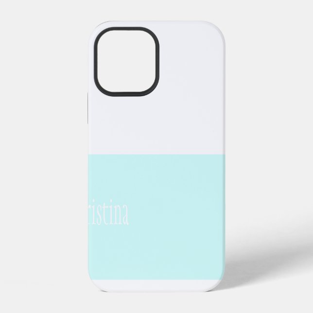 MONOGRAM-MINTGRÜNES UND WEIßES IPHONE-CASE iPhone 12 HÜLLE (Rückseite)