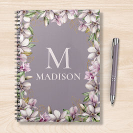Monogram Mit Monogramm Magnolia Floral Personalisi Notizblock