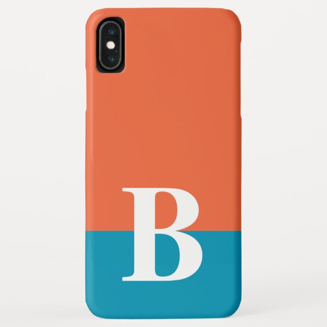 Monogram Mit Monogramm Simple Modern Orange Blue Case-Mate iPhone Hülle (Rückseite)