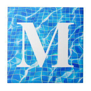 Monogram Mit Monogramm Swimming Blue Pool Aquatic Fliese