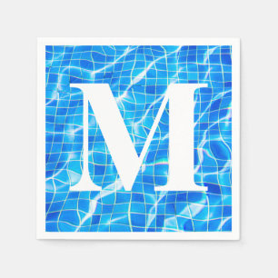 Monogram Mit Monogramm Swimming Blue Pool Aquatic Serviette