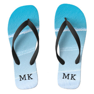 Monogram Mit Monogramm Waves Tropical Beach Vibes Flip Flops