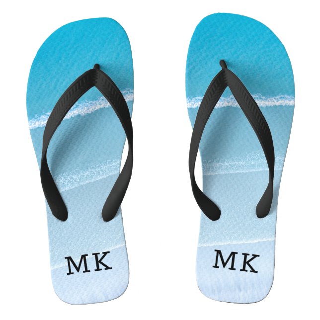 Monogram Mit Monogramm Waves Tropical Beach Vibes Flip Flops (Fußbett)