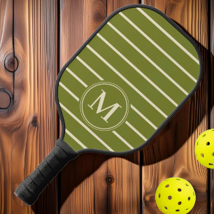 Monogram Mittelalter gestreift Weiden Grün Farbe Pickleball Schläger