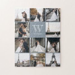 Monogram Modern 9 Foto Collage Dusty Blue