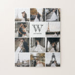 Monogram Modern 9 Foto Collage White<br><div class="desc">Fügen Sie 11 Fotos Ihres Familientages oder Hochzeitstages hinzu und fügen Sie Ihr individuelles Monogramm hinzu. Es wird jedem Spaß machen, dieses Rätsel zusammen zu stellen.</div>