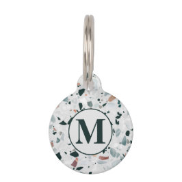 Monogram Modern Abstrakt Terrazzo Muster Haustiermarke