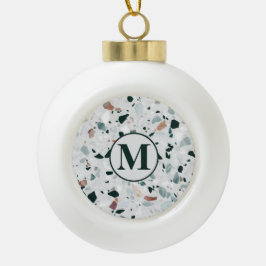Monogram Modern Abstrakt Terrazzo Muster Schneeflocken Zinn-Ornament