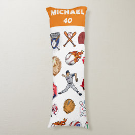Monogram modern baseball player illustrations seitenschläferkissen