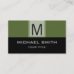 Monogram Modern Black & Deep Spring Bug Background Visitenkarte