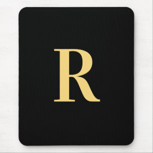 Monogram Modern Black Gold Mousepad
