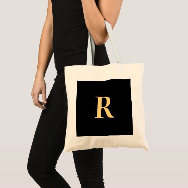 Monogram Modern Black Gold Tragetasche (Vorderseite (Produkt))