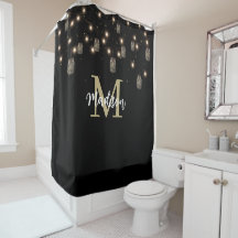 Monogram Modern Black Mason Jar Lights