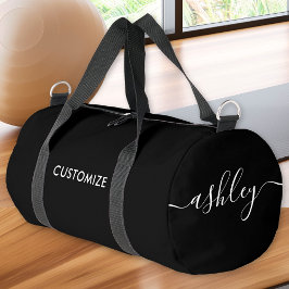Monogram Modern Black Script Name Stilvoll Duffle Bag
