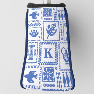 Monogram Modern Blue White Abstrakt Pattern Golf Headcover