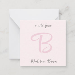 Monogram, Modern Blush Pink Minimalistisch Mitteilungskarte
