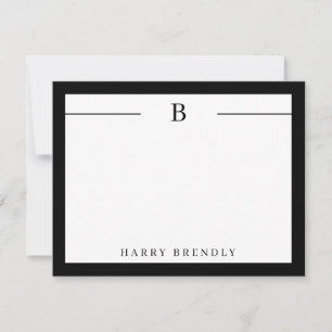 Monogram, Modern Border Schwarz-weiß Flat Note Car Mitteilungskarte
