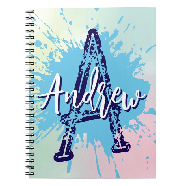 Monogram Modern Boy Prep Back-To-School Notizbuch Notizblock (Vorderseite)