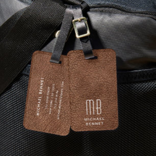 Monogram Modern Braun Gepäckanhänger