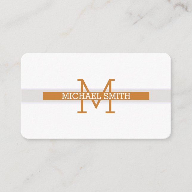 Monogram, Modern Bronze Horizontal Line Visitenkarte (Vorderseite)