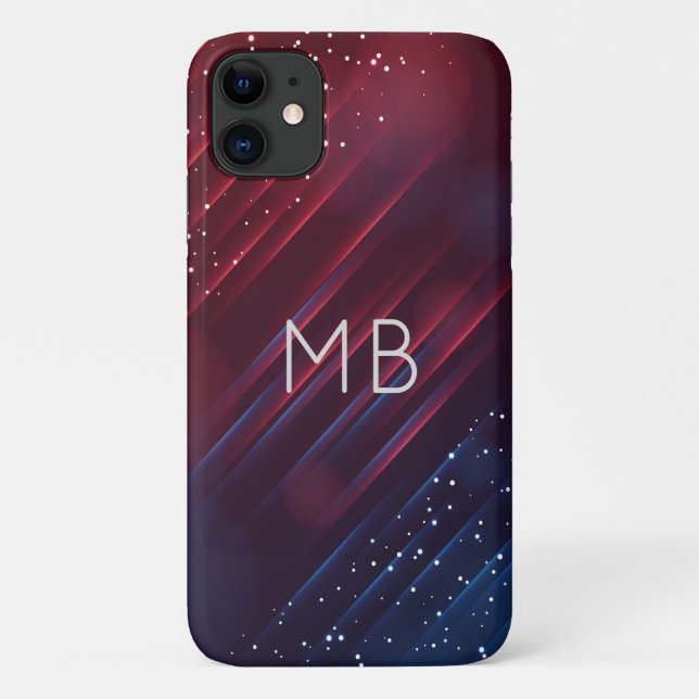 Monogram Modern Burgundy Navy Personalisiert Case-Mate iPhone Hülle (Rückseite)