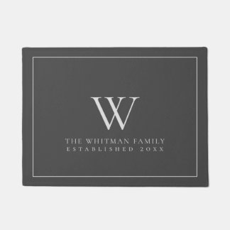 Monogram, Modern Charcoal Grey Doormat Fußmatte