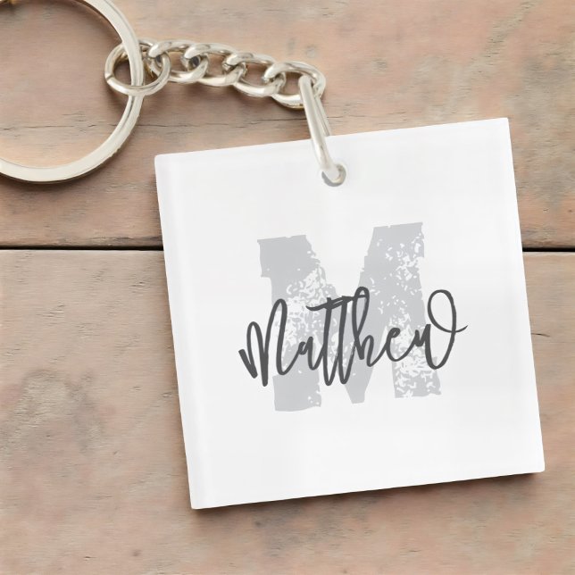 Monogram Modern Cool Grunge Ajouter Votre Nom (Créateur téléchargé)