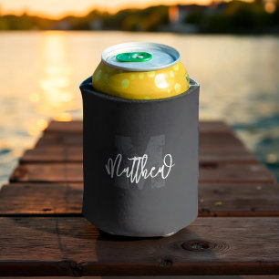 Monogram Modern Cool Grunge Fügen Sie Ihren Namen  Dosenkühler