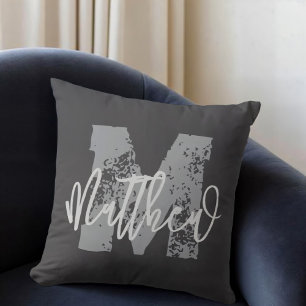 Monogram Modern Cool Grunge Fügen Sie Ihren Namen Kissen
