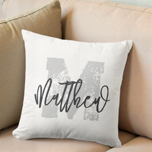 Monogram Modern Cool Grunge Fügen Sie Ihren Namen Kissen