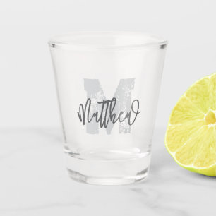 Monogram Modern Cool Grunge Fügen Sie Ihren Namen  Schnapsglas