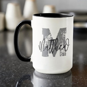 Monogram Modern Cool Grunge Fügen Sie Ihren Namen  Tasse