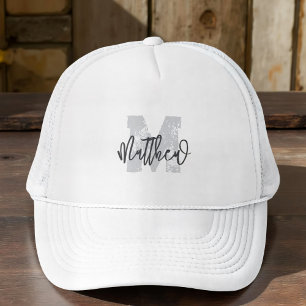 Monogram Modern Cool Grunge Fügen Sie Ihren Namen Truckerkappe