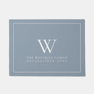 Monogram, Modern Dusty Blue Doormat Fußmatte