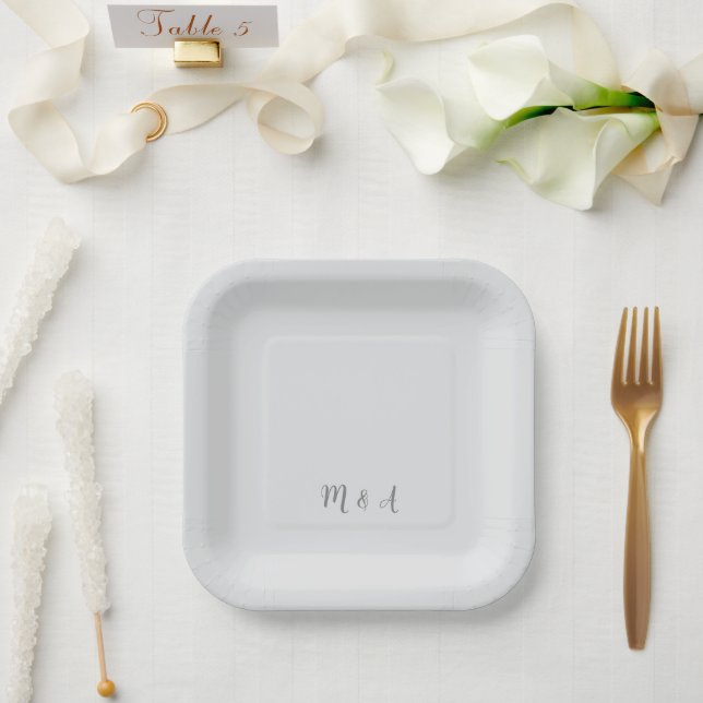 Monogram Modern Elegant 25-jähriges Party Pappteller (Hochzeit)