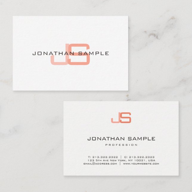 Monogram Modern Elegant Beruflich Simple Visitenkarte (Vorne/Hinten)
