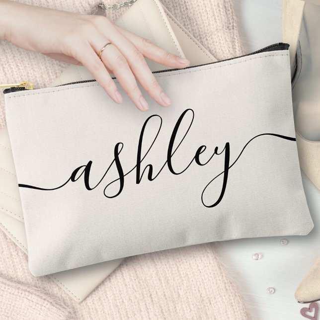 Monogram Modern Elegant Calligraphy Script Elvory Zubehörtasche (Von Creator hochgeladen)