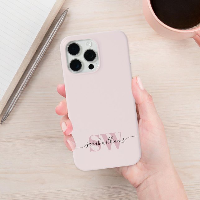 Monogram Modern Elegant Chic Script Name iPhone 15 Pro Max Hülle (Von Creator hochgeladen)