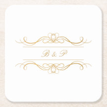 Monogram Modern Elegant Gold Swirl Wedding