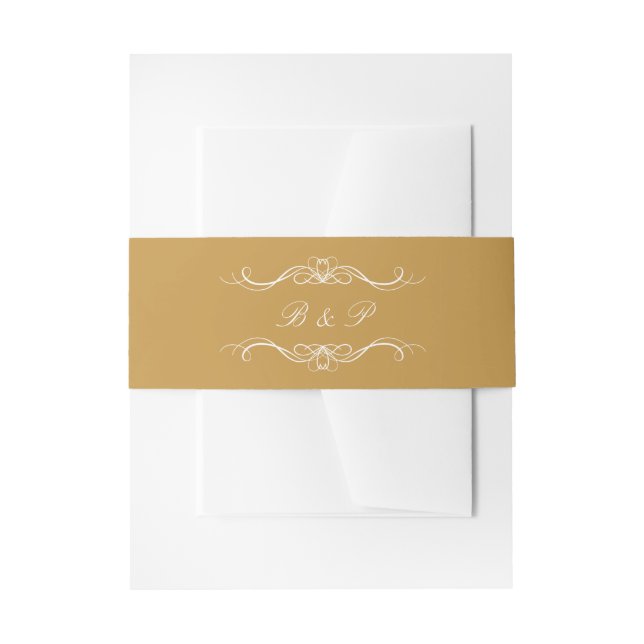 Monogram Modern Elegant Script Gold Wedding Einladungsbanderole (Vorderseite Beispiel)