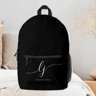 Monogram Modern Elegant Typographic Monogram Black Bedruckter Rucksack