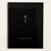 Monogram Modern elegante Black Gold