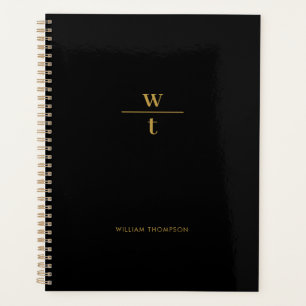 Monogram Modern elegante Black Gold Planer
