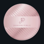 Monogram Modern Elegante Rose Gold Template Magnet<br><div class="desc">Monogram Modern Elegant Rose Gold Template Round Magnet.</div>